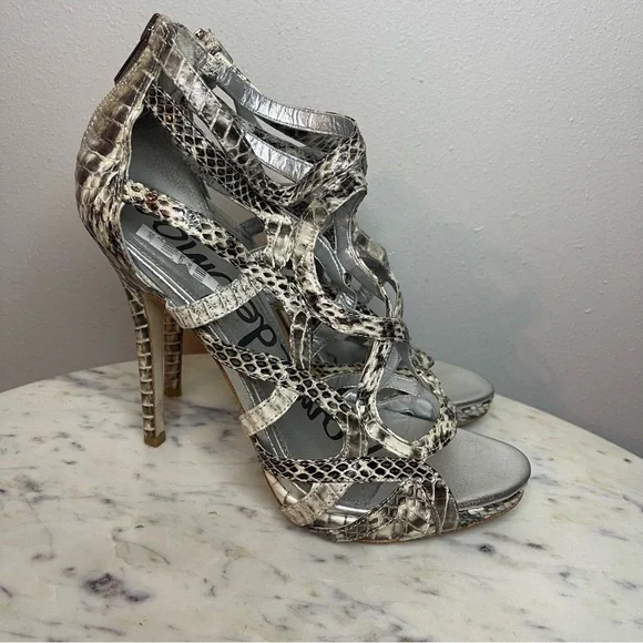 Sam Edelman Eden Heels Size 7M snakeskin shoes Leather - Picture 2 of 7